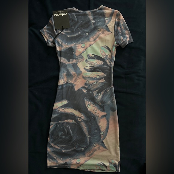 Miaou UO Exclusive Purple Floral Billie Mini Dress Size XS Mesh Semi-Sheer NWT - Picture 10 of 10